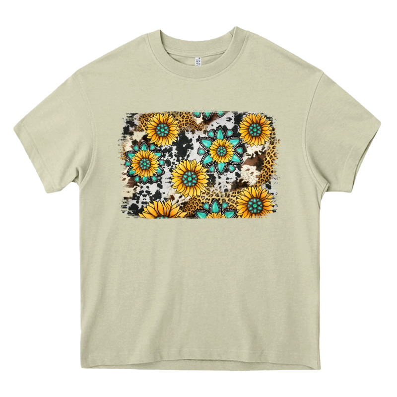 Gemstone Sunflower Cowhide Background Heavy Core Tee by Jasminsmagicworld | Teevron