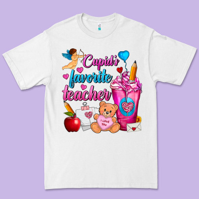 Cupid's Favorite Teacher Valentine's Day Frappe Premium Tee Designed By Fadigitalartstudio