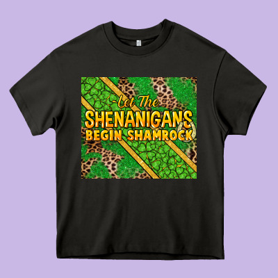 Let The Shenanigans Begin Shamrock Tumbler Heavy Core Tee Designed By Howdyjamesfarm