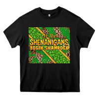 Black Let the shenanigans begin shamrock tumbler Heavy Core Tee - HowdyJamesFarm