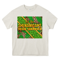 Cream Let the shenanigans begin shamrock tumbler Heavy Core Tee - HowdyJamesFarm
