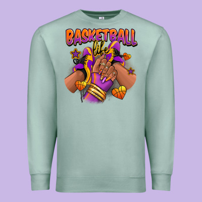 Basketball Life Afro Girl Sneakers Premium Sweatshirt Designed By Ranaportraitstore