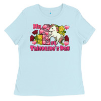 Baby Blue My first valentine's day unicorn Ladies Tee - FaDigitalArtStudio
