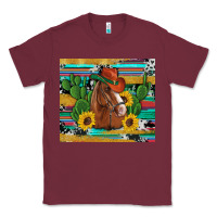 Burgundy western horse cowboy hat cactus sunflowers glitter cowhide serape turq Classic Tee - Artiststas