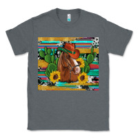 Charcoal Heather western horse cowboy hat cactus sunflowers glitter cowhide serape turq Classic Tee - Artiststas
