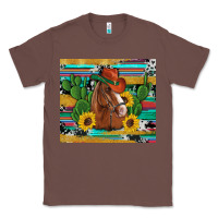 Chestnut western horse cowboy hat cactus sunflowers glitter cowhide serape turq Classic Tee - Artiststas
