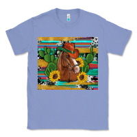 Colony Blue western horse cowboy hat cactus sunflowers glitter cowhide serape turq Classic Tee - Artiststas