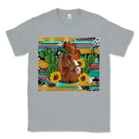 Heather Grey western horse cowboy hat cactus sunflowers glitter cowhide serape turq Classic Tee - Artiststas