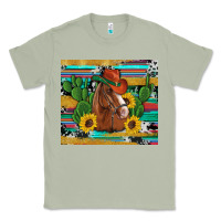 Matcha western horse cowboy hat cactus sunflowers glitter cowhide serape turq Classic Tee - Artiststas