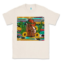 Natural western horse cowboy hat cactus sunflowers glitter cowhide serape turq Classic Tee - Artiststas