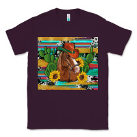Plum western horse cowboy hat cactus sunflowers glitter cowhide serape turq Classic Tee - Artiststas