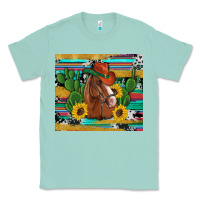 Seafoam western horse cowboy hat cactus sunflowers glitter cowhide serape turq Classic Tee - Artiststas