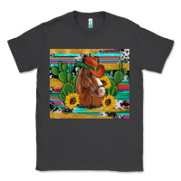 Smoke western horse cowboy hat cactus sunflowers glitter cowhide serape turq Classic Tee - Artiststas