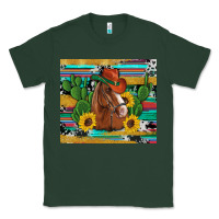 Sports Green western horse cowboy hat cactus sunflowers glitter cowhide serape turq Classic Tee - Artiststas