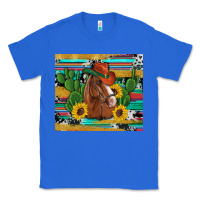 True Royal western horse cowboy hat cactus sunflowers glitter cowhide serape turq Classic Tee - Artiststas