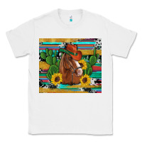 White western horse cowboy hat cactus sunflowers glitter cowhide serape turq Classic Tee - Artiststas