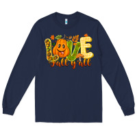 Navy Love Fall Y'all Long Sleeve Tee - CowhideDigitalArt