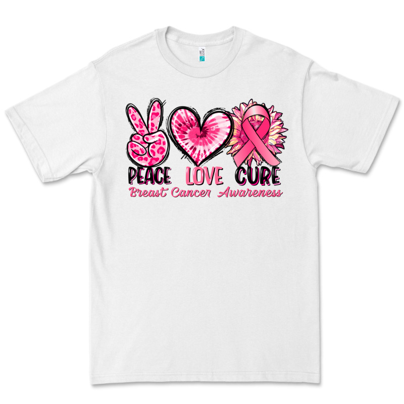 Peace Love Cure Breast Cancer Awareness Premium Tee by FaDigitalArtStudio | Teevron