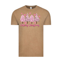 Vintage Coffee Merry Christmas Trees Vintage Tee - FaDigitalArtStudio