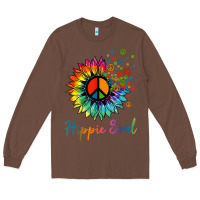 Chestnut daisy peace sign hippie soul retro hippie flower lovers t shirt Long Sleeve Tee - baoMotion