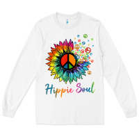 White daisy peace sign hippie soul retro hippie flower lovers t shirt Long Sleeve Tee - baoMotion