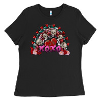 Black skull xoxo rainbow valentine's day Ladies Tee - FaDigitalArtStudio