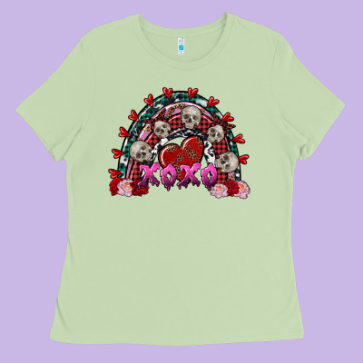Skull Xoxo Rainbow Valentine's Day Ladies Tee Designed By Fadigitalartstudio