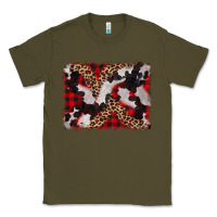 Army Green cowhide buffalo plaid leopad background Classic Tee - CowCowDesign