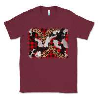 Burgundy cowhide buffalo plaid leopad background Classic Tee - CowCowDesign