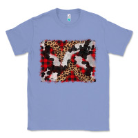 Colony Blue cowhide buffalo plaid leopad background Classic Tee - CowCowDesign