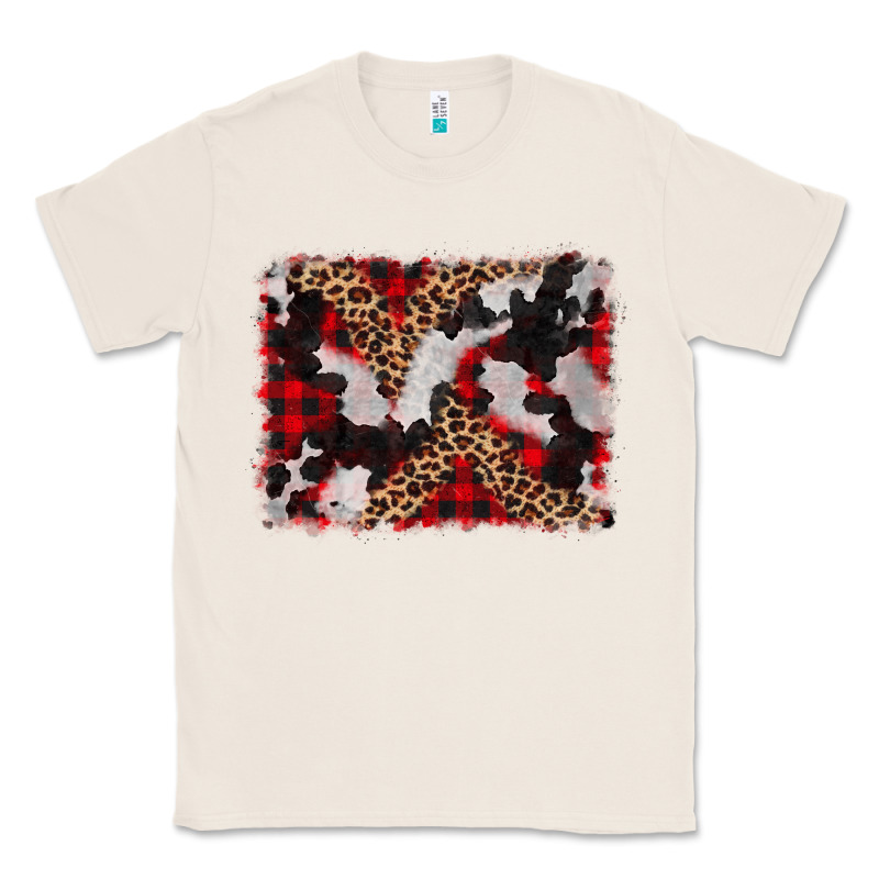 Cowhide Buffalo Plaid Leopad Background Classic Tee by CowCowDesign | Teevron