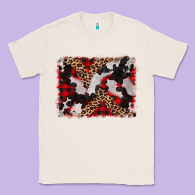 Cowhide Buffalo Plaid Leopad Background Classic Tee Designed By Cowcowdesign