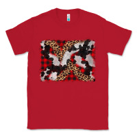Red cowhide buffalo plaid leopad background Classic Tee - CowCowDesign