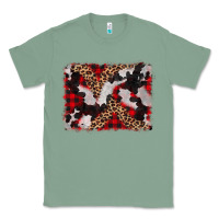 Sage cowhide buffalo plaid leopad background Classic Tee - CowCowDesign