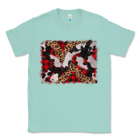 Seafoam cowhide buffalo plaid leopad background Classic Tee - CowCowDesign