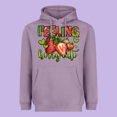 Feeling Berry Cute Strawberry Heavyweight Hoodie Designed By Jasminsmagicworld