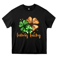 Black Feeling lucky with clover Heavy Core Tee - HowdyJamesFarm
