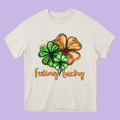 Feeling Lucky With Clover Heavy Core Tee Designed By Howdyjamesfarm