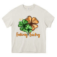 Cream Feeling lucky with clover Heavy Core Tee - HowdyJamesFarm