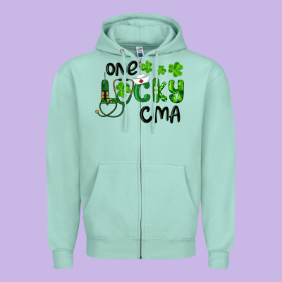 One Lucky Certified Medical Assistant Cma Zipper Hoodie Designed By Ranaportraitstore