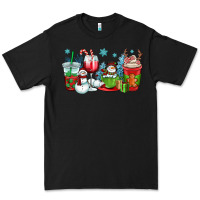 Black christmas snowman coffee cups Premium Tee - OliviaCreatesArt