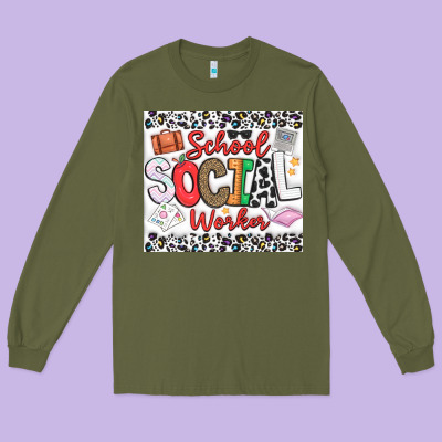 School Social Worker Long Sleeve Tee Designed By Cowhidedigitalart