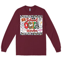 Burgundy School Social Worker Long Sleeve Tee - CowhideDigitalArt