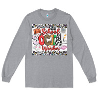 Heather Grey School Social Worker Long Sleeve Tee - CowhideDigitalArt