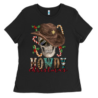 Black howdy christmas skull Ladies Tee - FaDigitalArtStudio