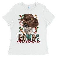 White howdy christmas skull Ladies Tee - FaDigitalArtStudio
