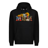 Black mom boots hat and sunflower Premium Hoodie - Artiststas