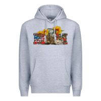 Heather Grey mom boots hat and sunflower Premium Hoodie - Artiststas