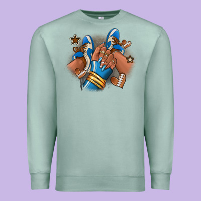 Football Afro Girl Sneakers Premium Sweatshirt Designed By Ranaportraitstore