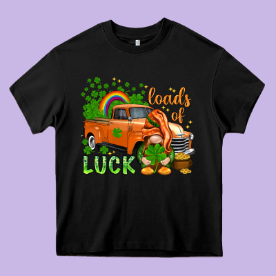 St. Patrick's Loads Of Luck With Gnome Heavy Core Tee Designed By Howdyjamesfarm